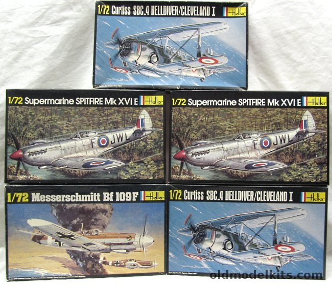 Heller 1/72 TWO 282 Spitfire Mk. XVIE / 232 Bf-109F / TWO 285 Curtiss SBC-4 Helldiver/Cleveland I plastic model kit